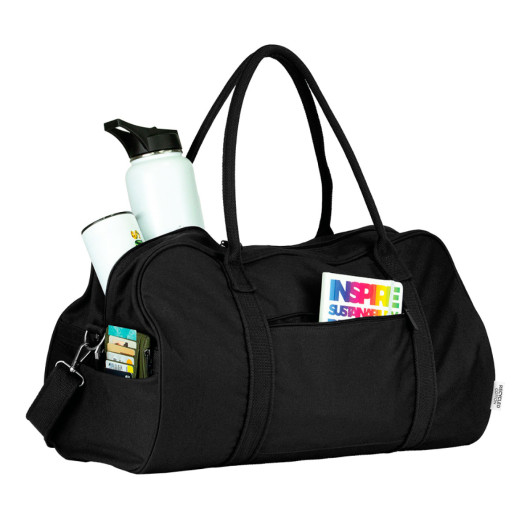 Recycled Canvas Duffle Bags Black Open